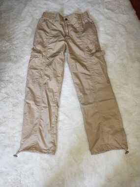 Ambiance Tan Cargo Pants with Drawstring Hem